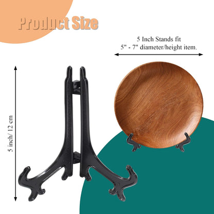 20 Pcs 5 Inch Black Plastic Easels for Displaying Pictures, Photos, Artworks, Posters, Small Boards