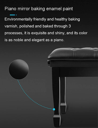 ZHOUYANB Piano Stool Dressing Table Bench with Storage Compartment Genuine Leather Keyboard 10cm Height Adjustable 58 X 41 48-58cm (Mahogany One Size)