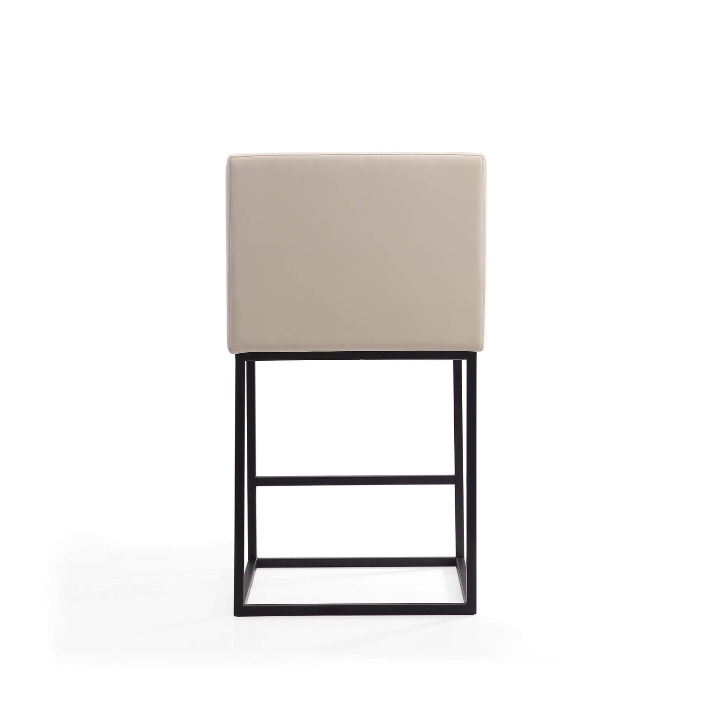Manhattan Comfort Ambassador 38" Counter Height Bar Stool, Faux Leather Upholstery, Mid-Century Modern, Metal Frame with Footrest, No Assembly Required, Ideal for Kitchen Island, Set of 3, Cream
