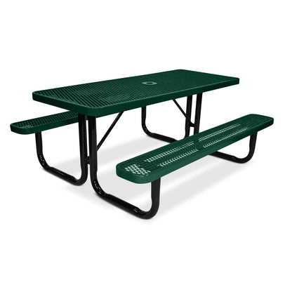 6' Rectangular Heavy-Duty Expanded Metal Green Picnic Table