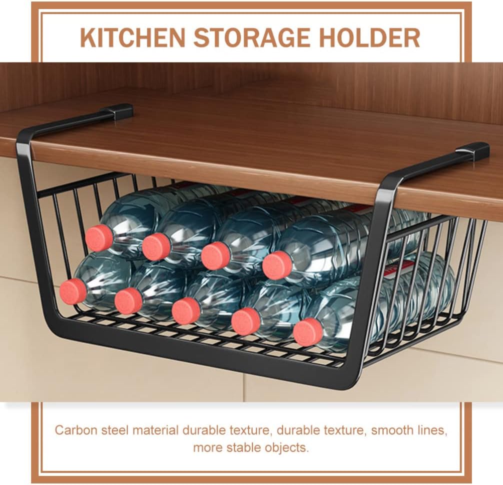 Zerodeko Under Shelf Basket - Hanging Wire Storage Baskets for Kitchen Pantry, Desk, Bookshelf Organizer