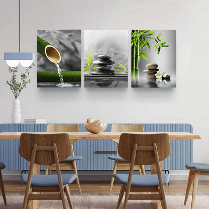Yxbhhym- Bathroom wall art Black and White Gray Green Room Decor Zen Poster Canvas Pictures Zen Artwork for Spa Living Room Wall Art Kitchen Bedroom Decor Home Framed Prints Art
