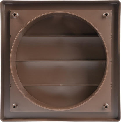 Plastic 6" Brown Dryer Vent Cover with Flange, Exhaust Ventilation Grille with Shutters, Louvered Air Vent for Various