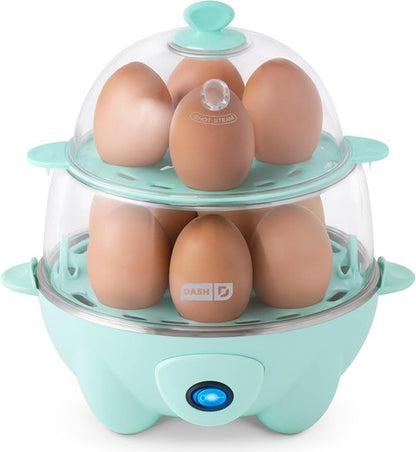 Dash Deluxe Egg Cooker | Boiler, Poacher & Steamer - Holds 12 Eggs - Aqua - BPA Free & Dishwasher Safe