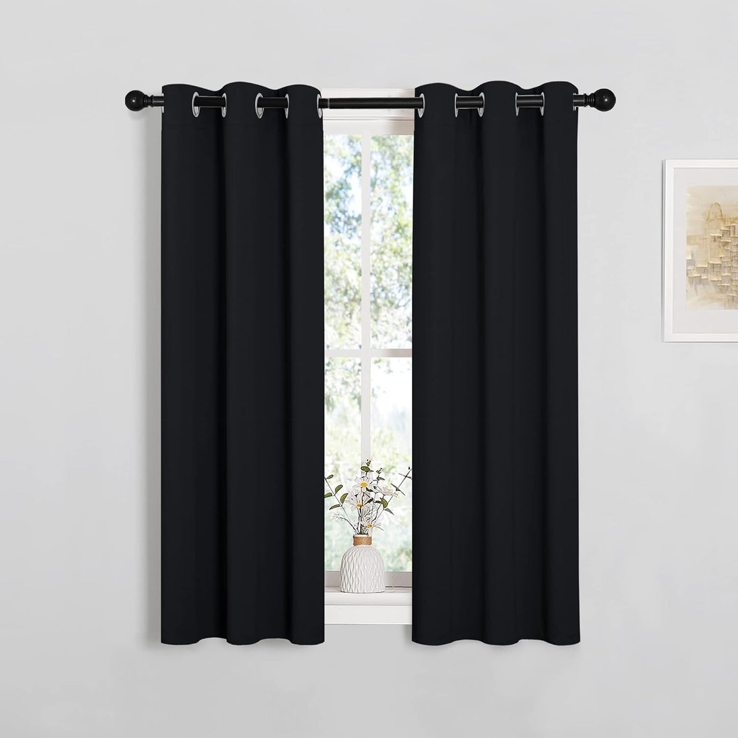 NICETOWN Blackout Curtains - Thermal Insulated Drapery Panels for Living Room | 2 Panels, 29" x 45", Black