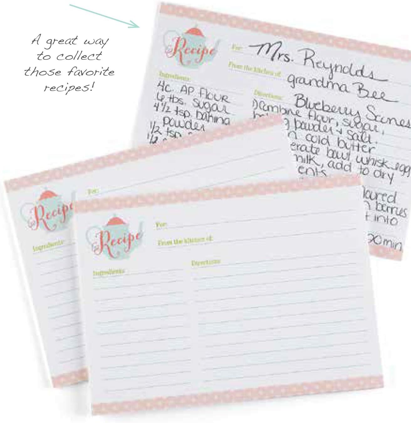 Recipe Cards, 6.25 x 4.675-Inch, for Tea Time