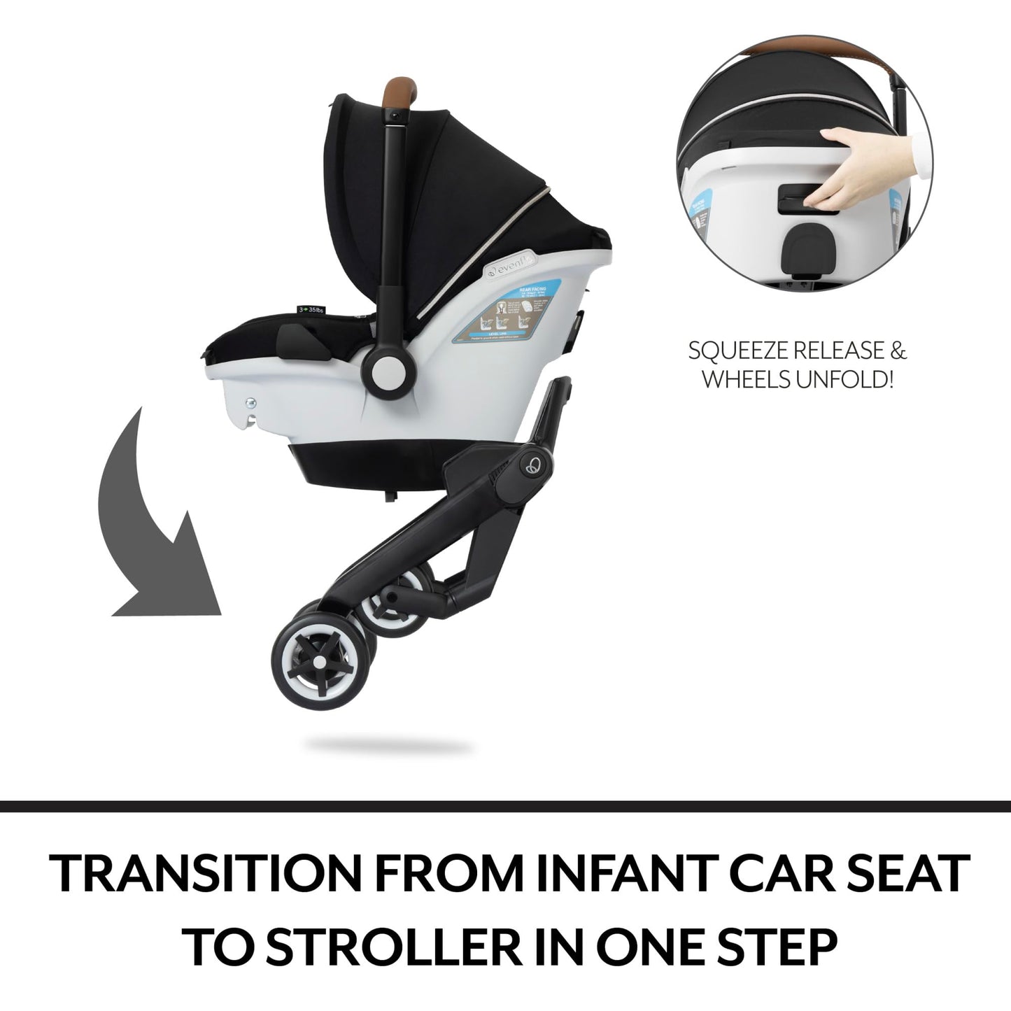Evenflo Gold Shyft DualRide with Carryall Storage Infant Car Seat and Stroller Combo (Onyx Black)