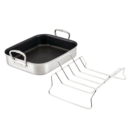 Hestan Provisions – 14.5" Classic Clad Nonstick Roasting Pan with Stainless Steel Rack