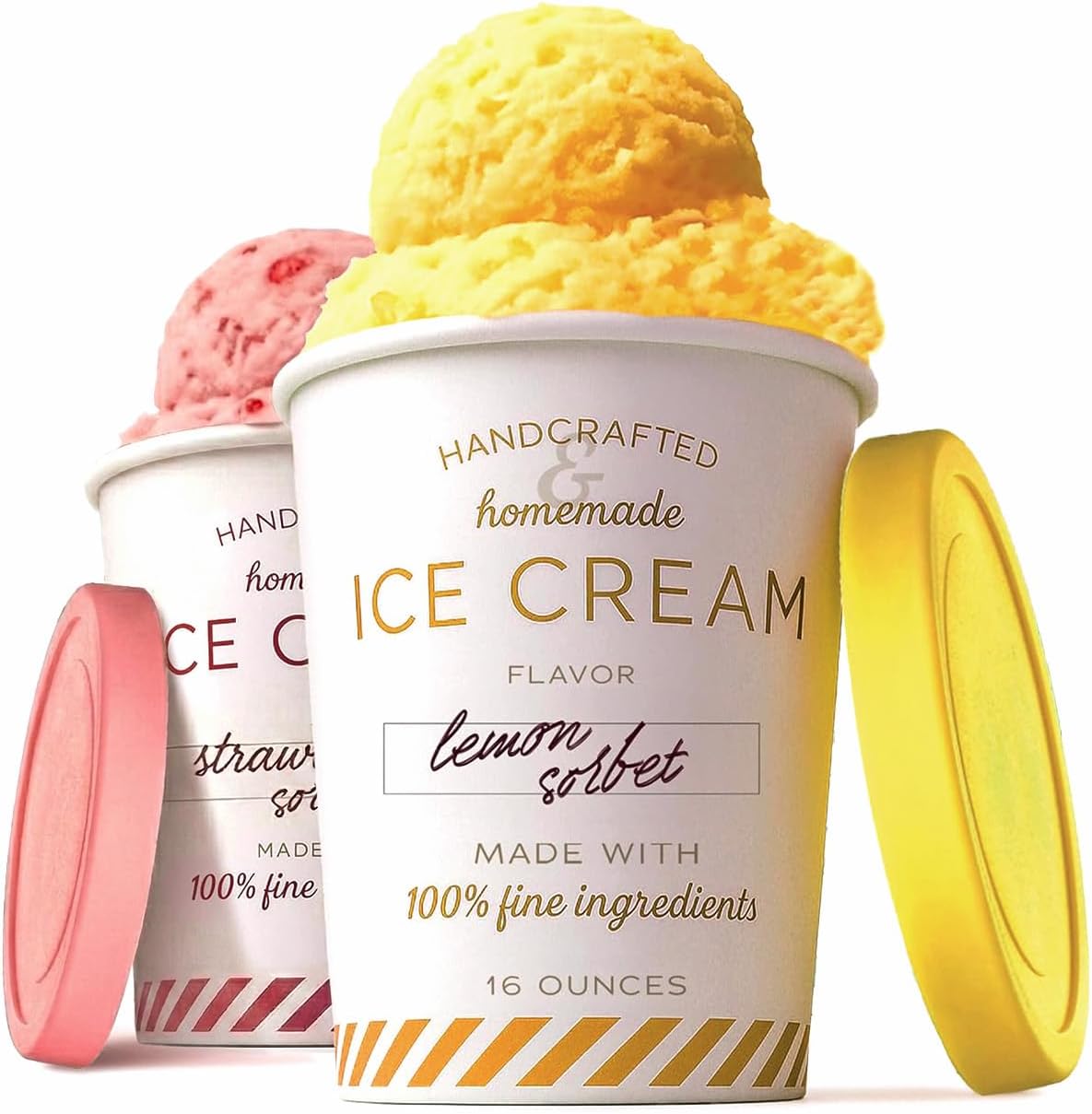 16oz (2-Pack) 1 Frozen Stock Your Home Ice Cream Containers with Airtight Silicone Lids Reusable Pint Ice Cream