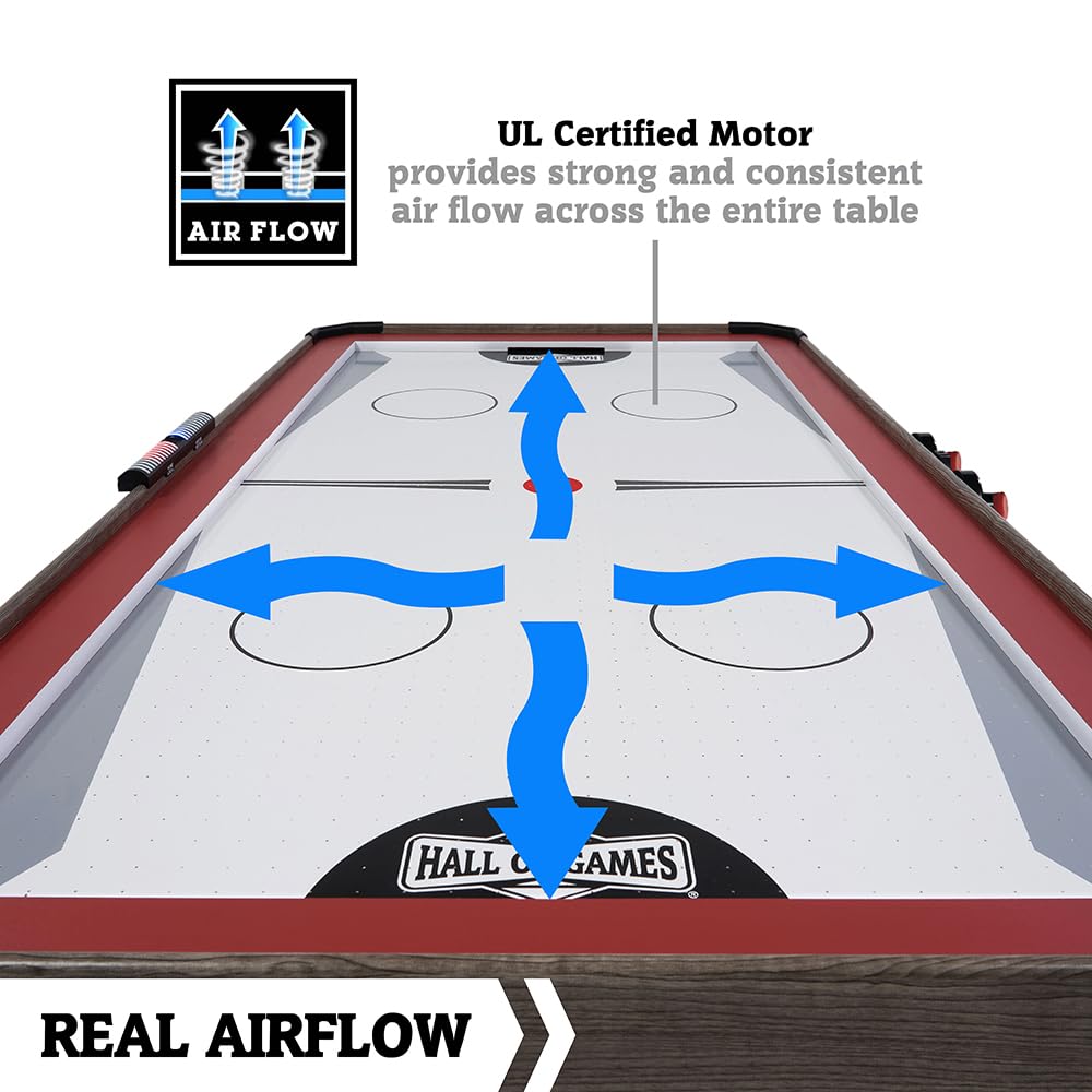 Hall of Games 5.5' Arcade Air Powered Hockey Table and Tennis Top 2-in-1 with Pusher, Puck, Net, and Paddle Set