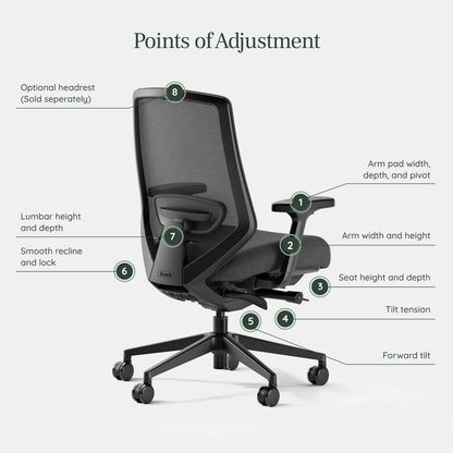 Branch Ergonomic Chair Pro - Mesh Office Chair with 14 Points of Adjustment - Height, Depth & Tilt Adjustable - 5D Armrests - Forward Tilt, Smooth Recline, and Lumbar Support - Black
