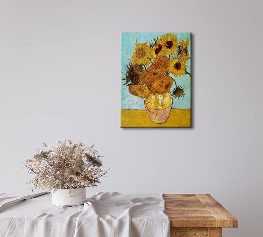 Wieco Art Framed Wall Art Canvas Prints of Sunflower by Vincent Van Gogh Paintings Reproduction Abstract Wall Decorations for Living Room Golden Frame