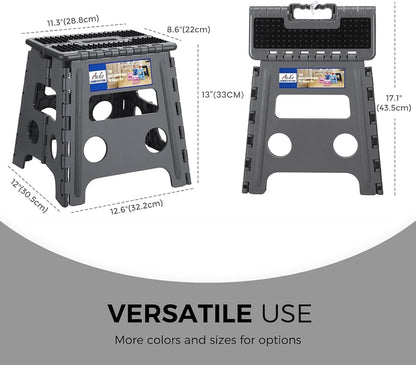 13 inch 300 LB (1 Pack) ACKO Folding Step Stool Height Premium Heavy Duty Foldable Step Stools for Adults and Kids
