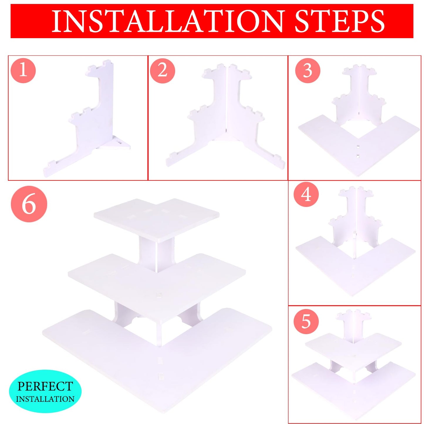 HAOWUJIN 3 Tier Corner Retail Display Stand Portable Product Shelves, White Store Retail Display Stand, Cupcake Stand, Candle Tumbler Display Rack for Craft Shows, Trade Shows, Farmers Market