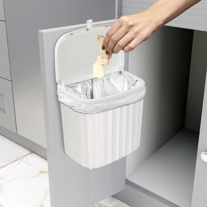 Glad Roomate Under Counter Waste Bin | Space Saving Small Trash Can for Kitchen Cabinet, Bathroom or Office | Dual Lid for Ease of Opening, 7 Liter, White