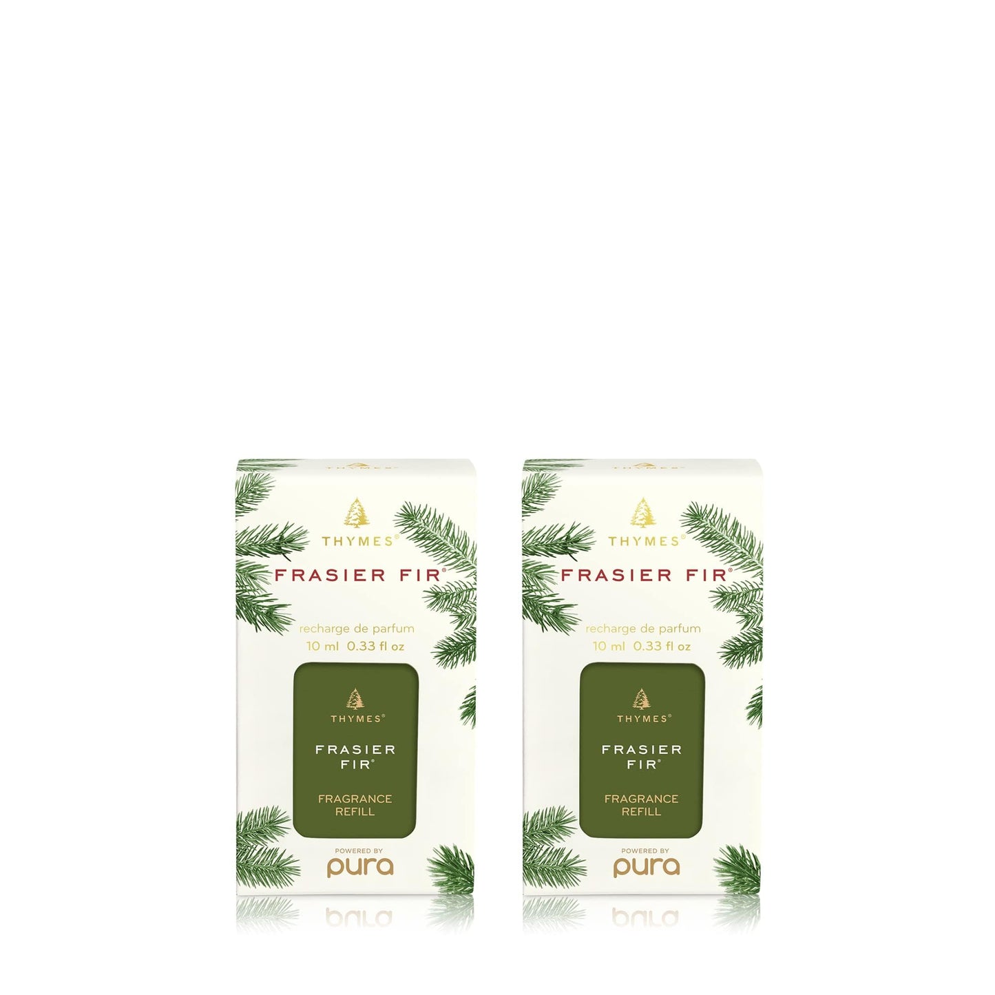 Thymes Pura Refills – 2 Pack of Oil Diffuser Scents – Long-Lasting Pura Diffuser Refills – Premium Home Fragrance – Notes Siberian Fir Needles, Cedarwood & Sandalwood (Frasier Fir, Pack of 2)