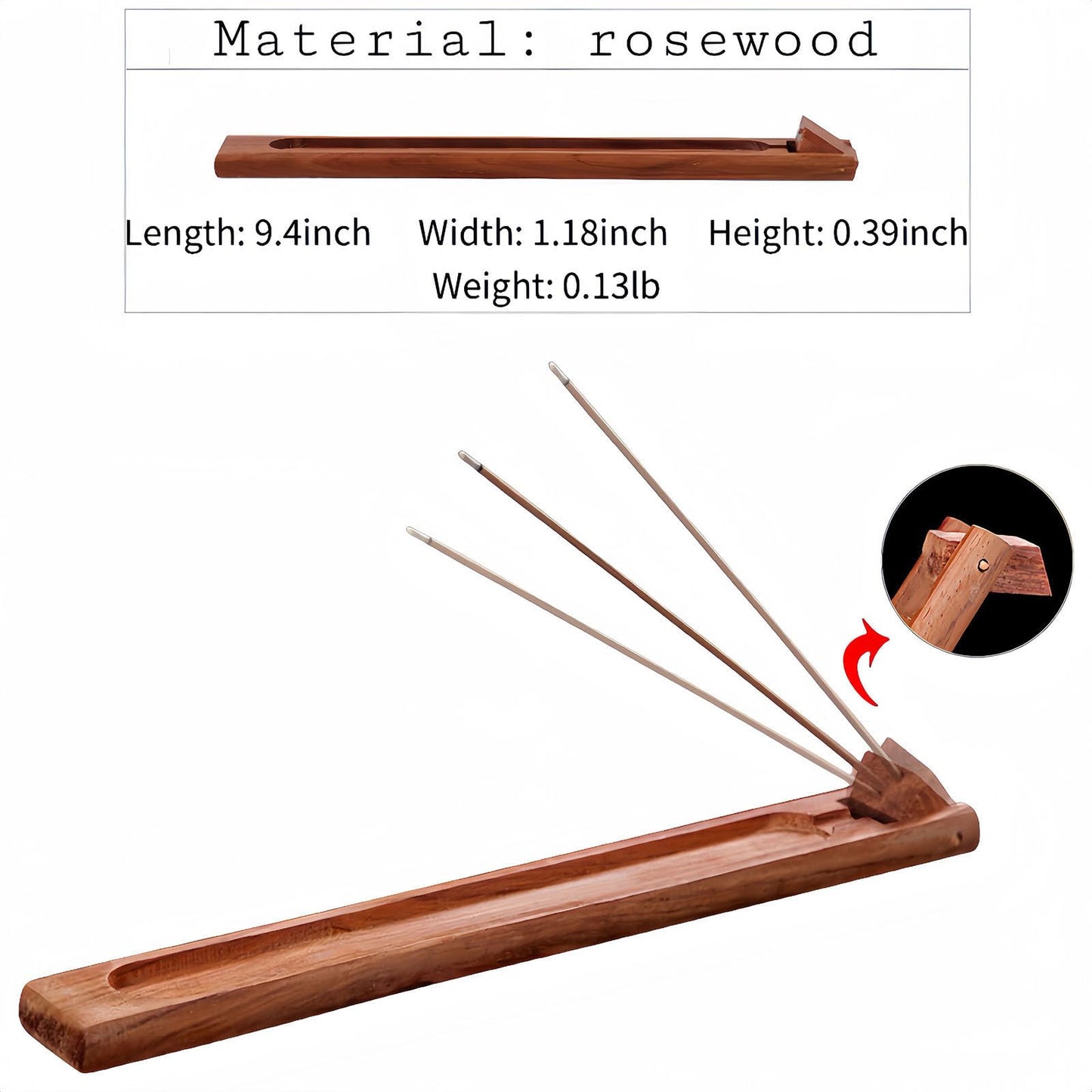 RE RELIURE 2 Packs Wood Incense Holder for Sticks with Adjustable Angle, Incense Stick Holder with Ash Catcher,Stick Incense Burner,9.8 Inches