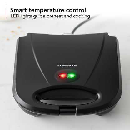 OVENTE Electric Panini Press Grill with Nonstick Plates, LED Indicator Lights, Thermostat Control, Compact Sandwich Maker Perfect for Cooking Breakfast, Steaks, Eggs Snacks & More, Copper GP0110CO