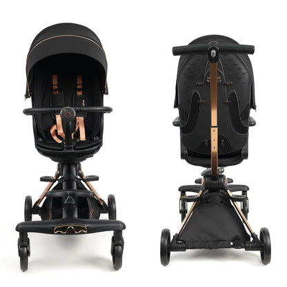 Lightweight Folding Stroller Wagon for Baby & Toddler Travel, 360° Reversible Seat, Adjustable Canopy with Storage Basket, Airplane-Friendly Compact Umbrella Stroller,Glory Black