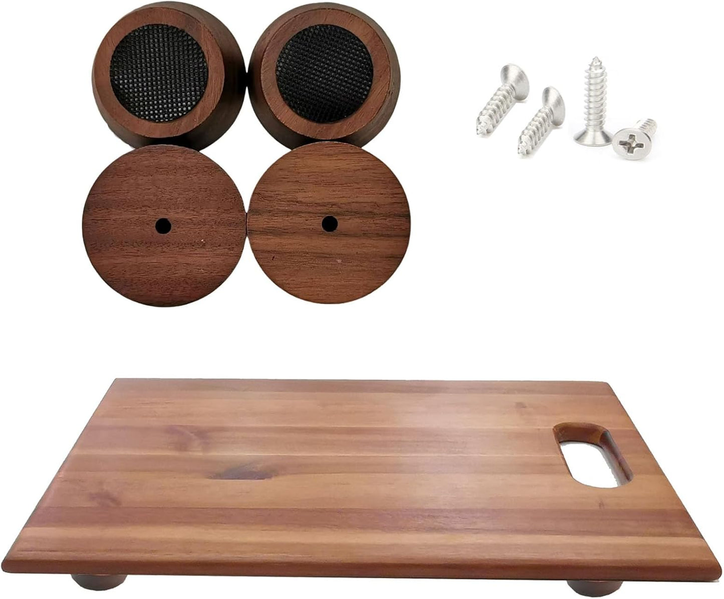 Wooden Cutting Board Feet with Non-Slip Silicone for Butcher Block, Wooden Cutting Board Legs with Screw