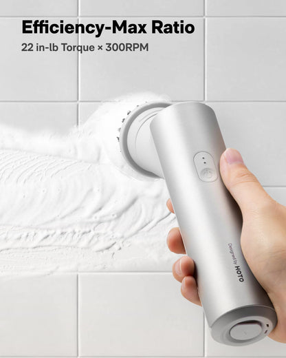 HOTO Handheld Short-Handle Electric Spin Scrubber, IPX7 Waterproof Cordless Scrubber Brush, Bathroom Cleaning Brush, Max 22 in-lb, with 9 Brush Heads for Bathroom, Shower, Kitchen, Sink, Tile