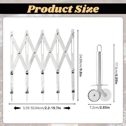 5 Wheel Stainless Steel Pizza Cutter with Double Wheel Dough Divider Expandable Multi Use Pastry Knife Baking Roller for Kitchen