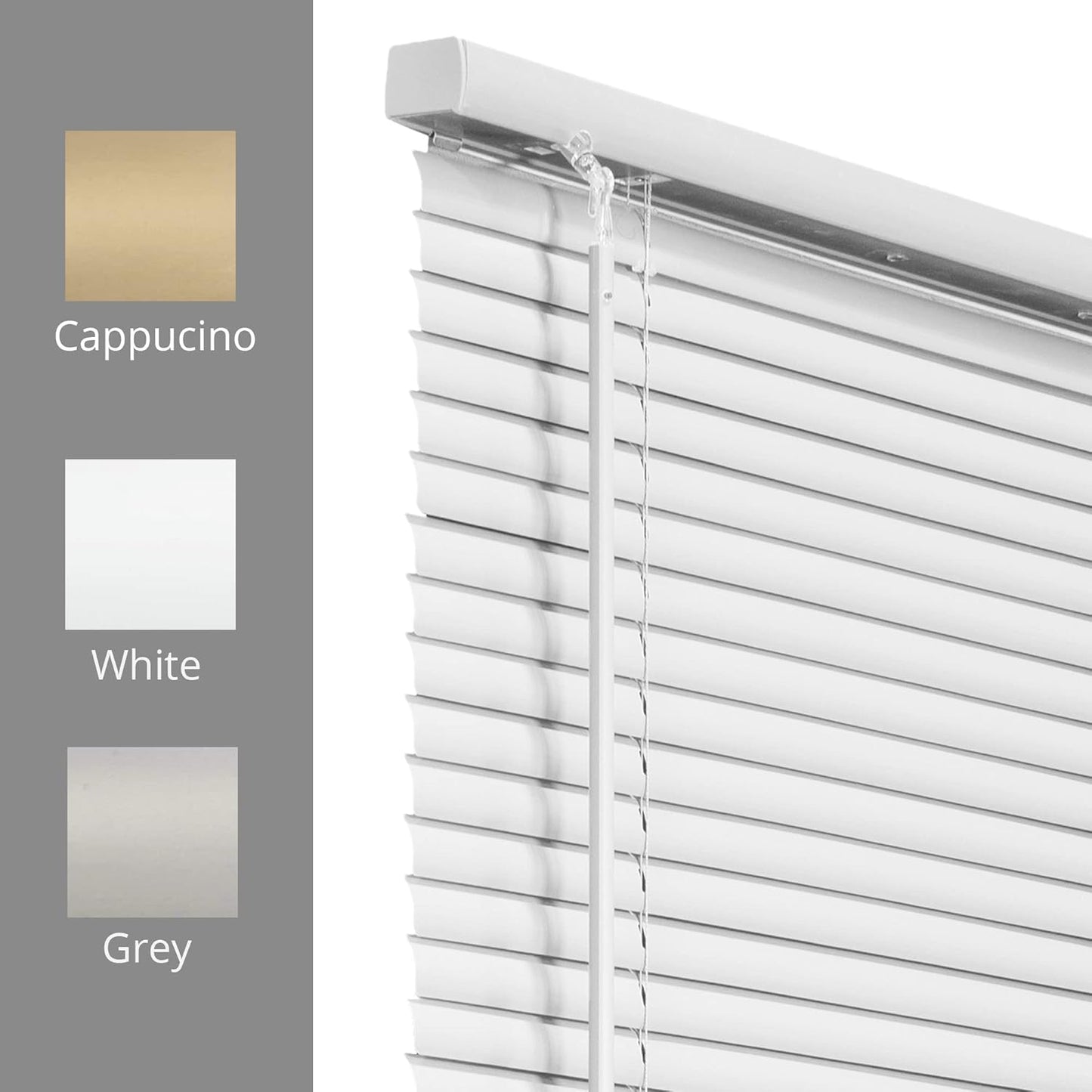 CHICOLOGY Mini Blinds for Windows, White, 29" W x 48" H, Commercial Grade