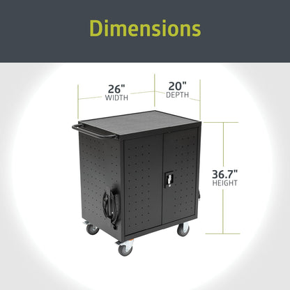 Pearington 30 Device Mobile Charging/Storage Cart for iPads, Tablets, Laptop, and Chromebook, Up to 13-inch Screen Size, Classroom Locking Charging Station
