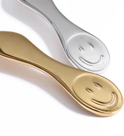 Premium Smiley Face Stainless Steel Dinner Spoon, Perfect for Soup, Coffee, Tea Delights (1 Gold, 1 Silver)