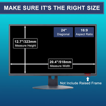 24" Anti Blue Light Anti Glare Screen Protector for Dell/HP/Acer/ViewSonic/ASUS/Aoc/Samsung/Sceptre/LG/PHILIPS/Amazon 24" 16:9 Standard/Curved Monitor &Touchscreen, Eyes Care (20.94" x 11.77" /W x H)