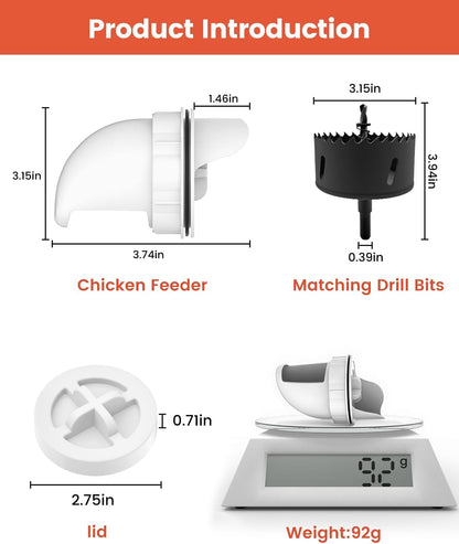 Aopchry [8 Pack] Automatic Chicken Feeder (White), Chicken Feeders No Waste Feed, Egg Shaped Thickened Design