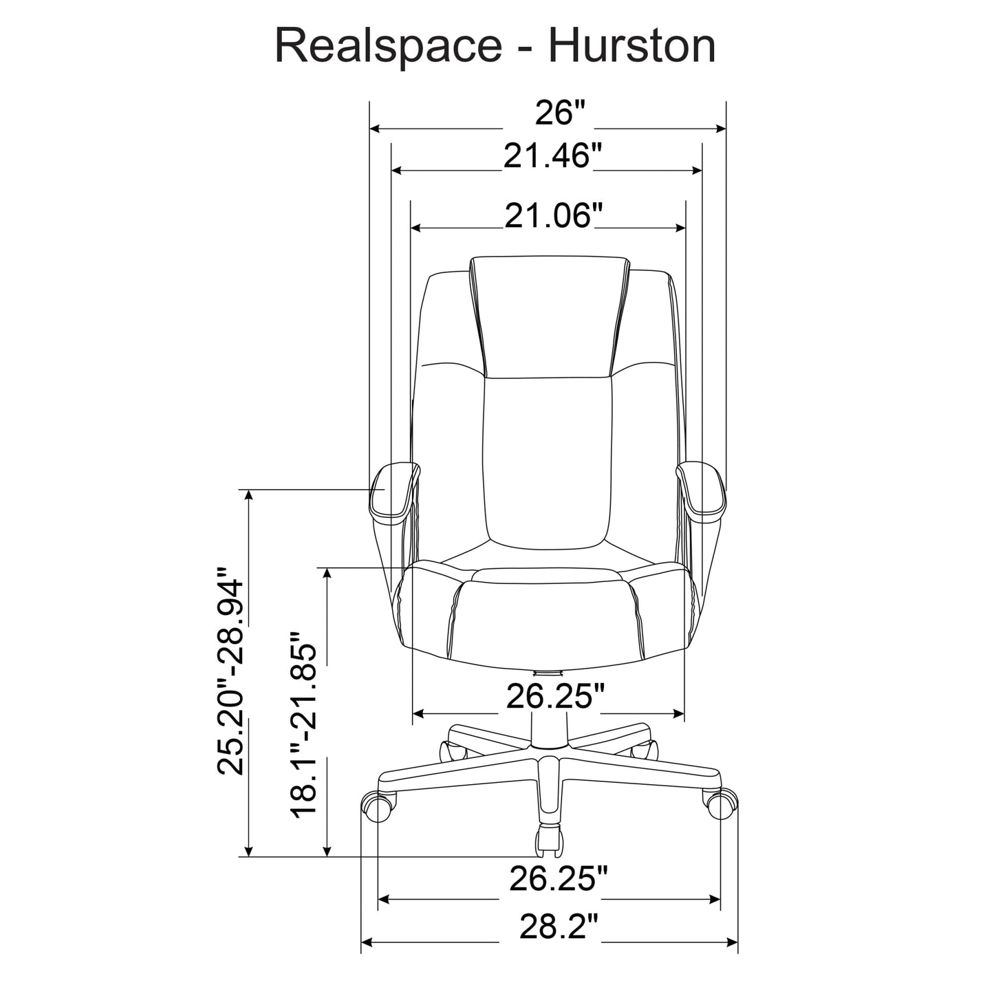 Realspace® Hurston Bonded Leather High-Back Executive Office Chair, Black, BIFMA Compliant