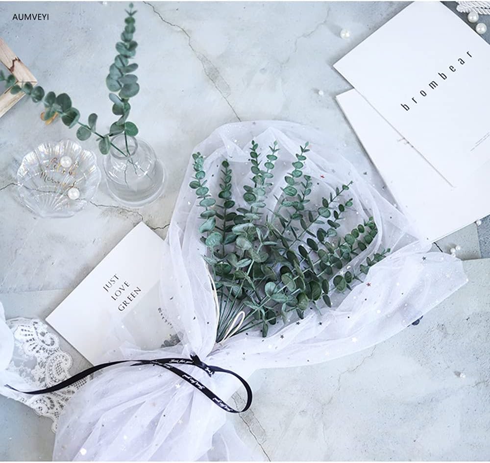20pcs Faux Eucalyptus Stems Flowers, Short Artificial Greenery Decoration for Floral Arrangement, Wedding Home