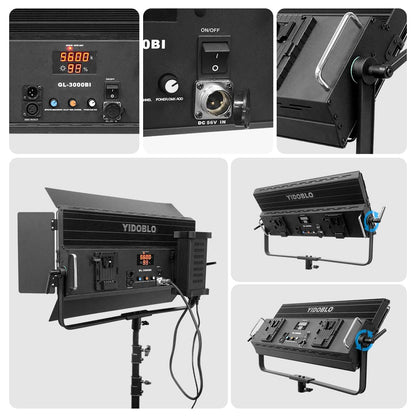 Yidoblo GL-3000C 300W RGB LED Video Light with APP & remoter Control, 1% Precise Min Dimming/360° RGB/CRI 97+/TLCI 98+/2800K-9900K/14 Effects Light Scenes for Studio Lighting Photography Videography