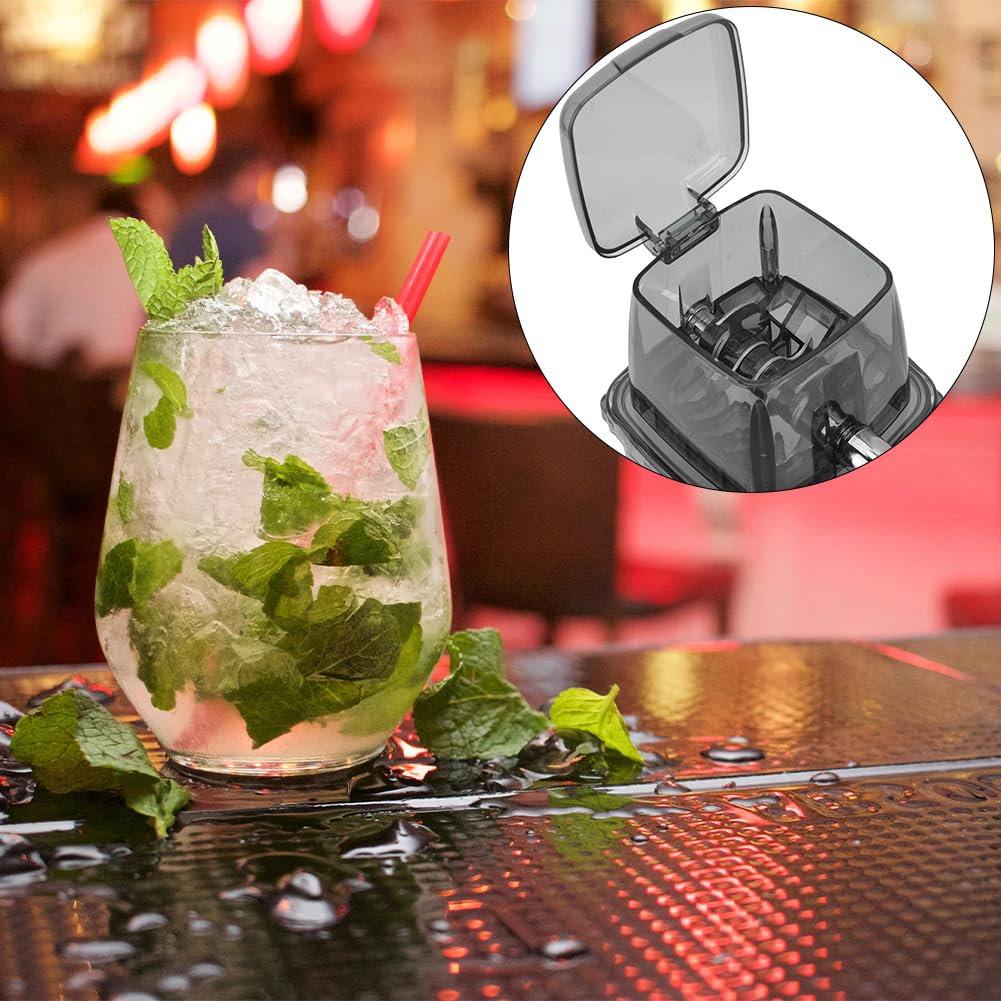 Leopacat Hand Crank Ice Crusher, Manual Hand Crank Operated Breaker, Portable Chopper Transparent Stainless Steel Breaker Making Drinks Machine for Fast Coarse Shaved Fine Chips Ho (Gray)