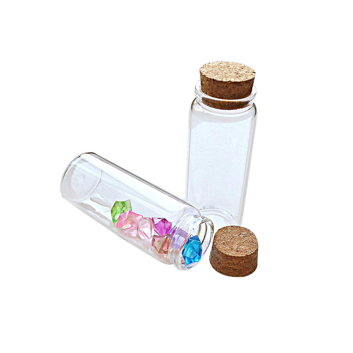 ELYSAID 4pcs of 150 ml Empty Clear Glass Bottles Vials With Cork Stopper Storage Jars 47x120mm Bottle 5.3oz