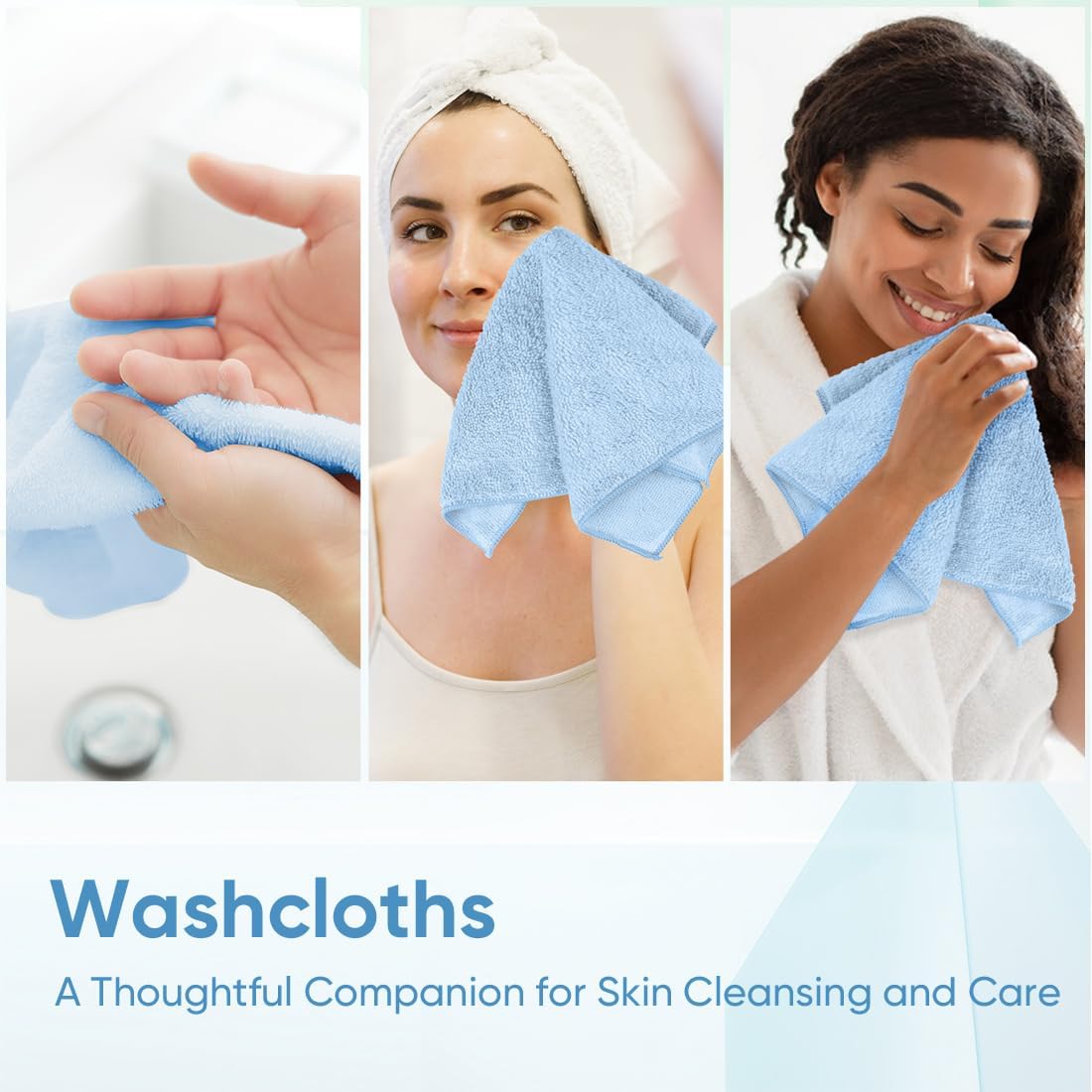 12 Pack, 12x12 Inch, HOMEXCEL Microfiber Washcloths Highly Absorbent and Soft Face Towel, Multi-Purpose Wash Cloths