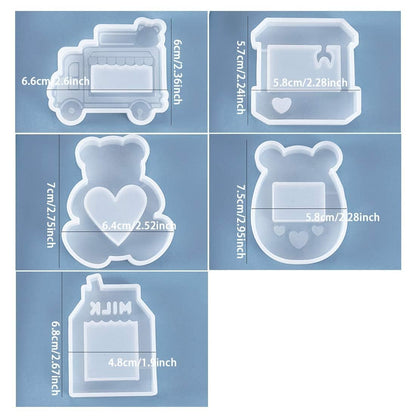 FineInno 10 PCS Kawaii Resin Shaker Mold Animal Resin Molds for Epoxy, with Bear, Lamb,Chick,Beer Mug Shape Molds for Pendant Art Craft DIY