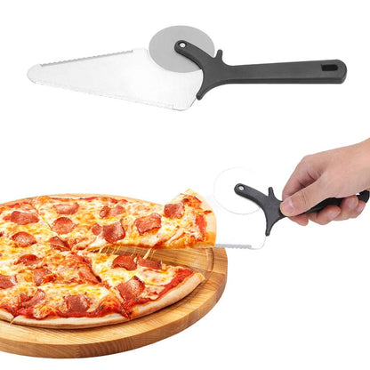 Pizza Cutter, Professional Sharp funny Classic Cutters Multifunctional Stainless Steel Pastry Pizza Wheel Cutter Shovel Spatula Tool
