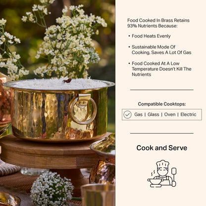 P•TAL Brass Stock Pot with Lid Naturally Nonstick and Toxin Free Pasta Pot Multipurpose Cooking Pot, PFOA and PTFE Free (Set of 3)