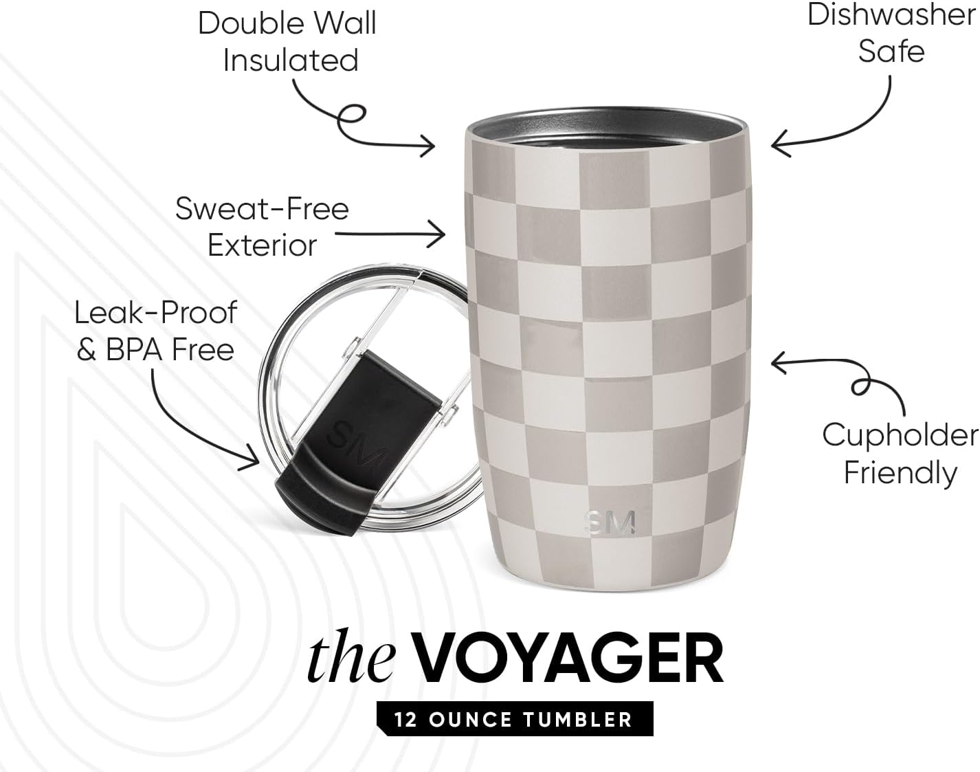 12oz, Simple Modern Voyager Tumbler with Flip Lid | Travel Coffee Mug | Insulated Stainless Steel Cold Brew Iced or Hot