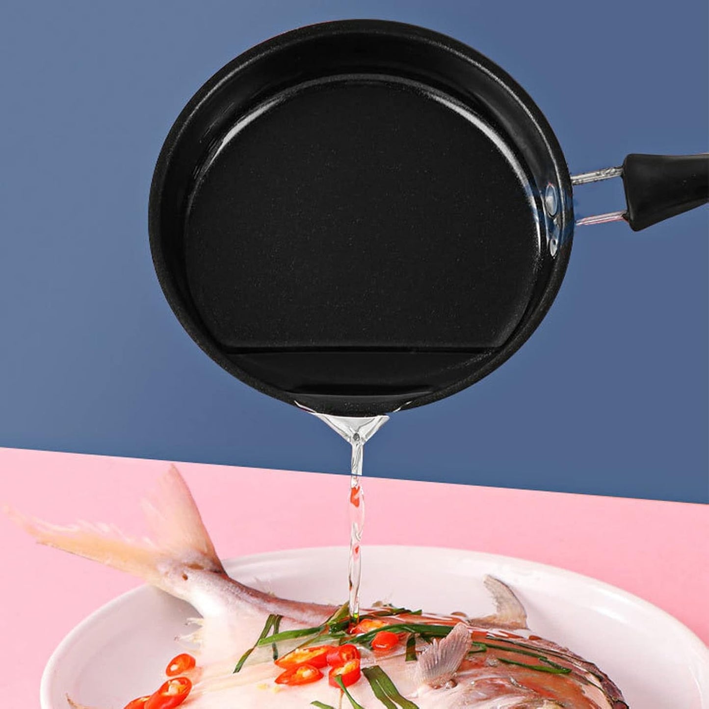 Dpofirs Mini Induction Frying Pan, 4.7in Single Egg Pan, Portable Pan with Heat Insulation Long Handle (Blue)