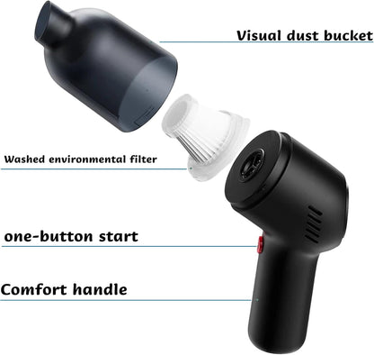 Handheld Cordless Vacuum Cleaner - Mini Vacuum for Tufting Gun Rug Accessories, 9000PA 120W High Power, Black