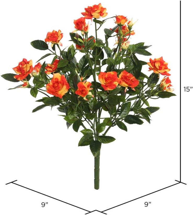 Vickerman 15" Artificial Yellow Mini Diamond Rose Bush - Pack of 5 - Premium Faux Flowers for Wedding or Home Decor