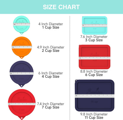 Sophico 1 Cup Round Silicone Storage Cover Lids Replacement for Anchor Hocking and Pyrex 7202-PC Glass Bowls (Container not Included) (Mix - 4 pack)