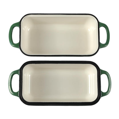 9 x 5 Inch Bread Pan Enameled Cast Iron Loaf Pan with Lid for Baking, 2 in 1 Non-stick Sourdough Bread Loaf Pan for Homemade Bread, Oven & Stovetop Safe for Gas, Electric & Induction, Green