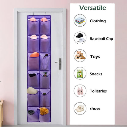 Hanging Storage Organizer Over the Door Shoes with 12 Large Fabric Pockets for Closet Shoe Holder (PURPLE)