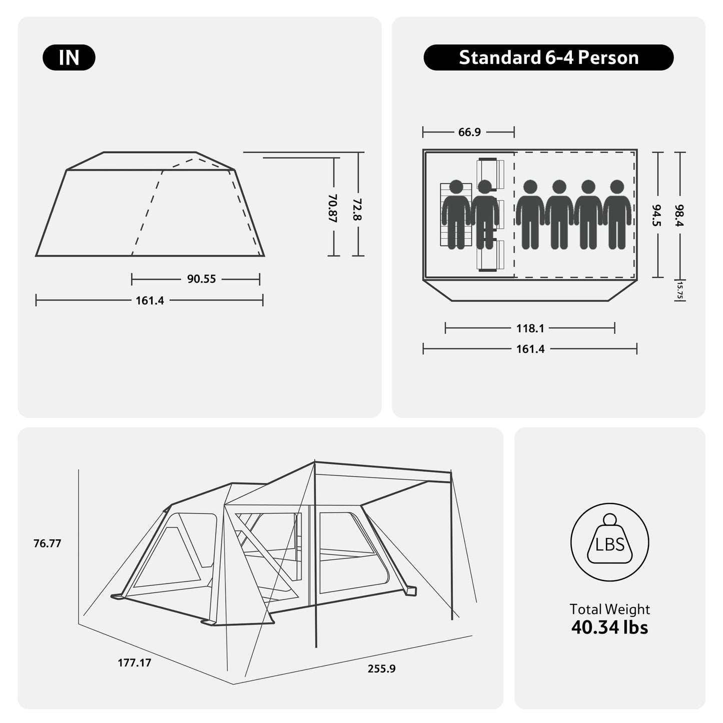 Naturehike Village Instant Tent, 4 Person 8 Person Camping Tent with Full Rainfly, Waterproof Large Cabin Tents for Car Camping