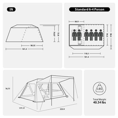 Naturehike Village Instant Tent, 4 Person 8 Person Camping Tent with Full Rainfly, Waterproof Large Cabin Tents for Car Camping