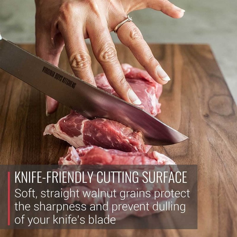 Made in USA Walnut Cutting Board by Virginia Boys Kitchens - Butcher Block made from Sustainable Hardwood (8x12)